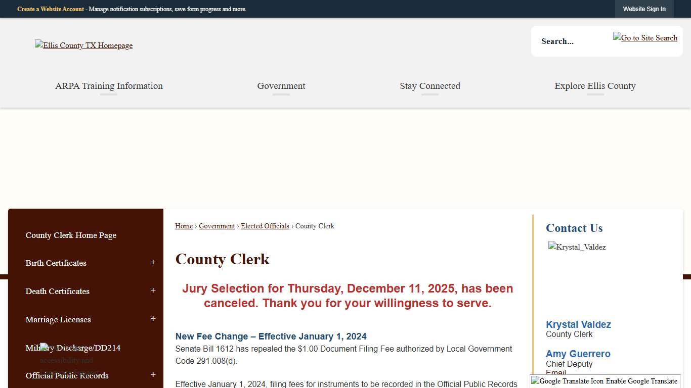 County Clerk Ellis County, TX Official Website