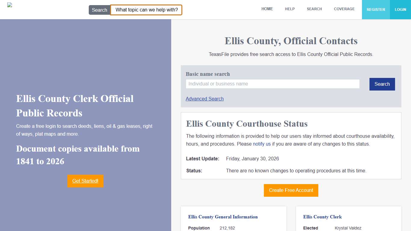 Ellis County Clerk Official Public Records TexasFile